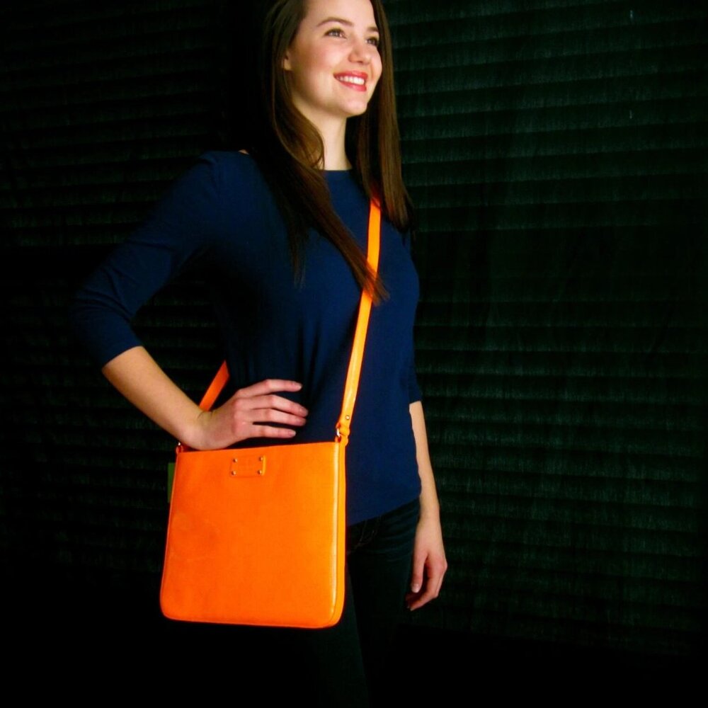 Kate Spade Y2K Darby Metro Patent Crossbody Bag Orange LARGE VINTAGE NWT